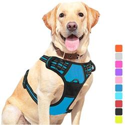 Vovodog Dog Harness No-Pull Pet Harness, Adjustable Outdoor Walking Pet Reflective Oxford Soft Vest with 2 Metal Rings and Handle Easy Control for Small Medium Large Dogs…