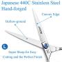 JASON Left Handed 7'' Dog Grooming Scissors, Ergonomic Blending, Chunkers, Curved, Straight Cat Pet Hair Trimming Thinning Shears with Offset Handle and a Jewelled Screw, Professional