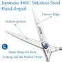 JASON Left Handed 7'' Dog Grooming Scissors, Ergonomic Blending, Chunkers, Curved, Straight Cat Pet Hair Trimming Thinning Shears with Offset Handle and a Jewelled Screw, Professional
