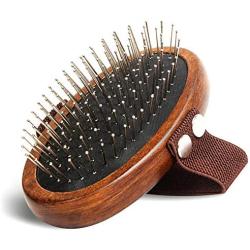 Premium Handmade Dog Brush | Pet Grooming Tool Great Gentle for Detangling and Removing Loose Undercoat or Shed Fur - Suitable for Dogs Cats Rabbits and Horses with Long or Short Hair. Wooden Handle