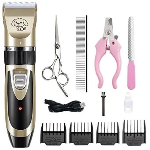 VARWANEO Dog Clippers pet Grooming Clippers Dog Shaver Clippers Low Noise Rechargeable Cordless Dogs Cats Horse Grooming Clippers - Professional Pet Hair Clippers with Comb Shaver