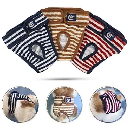 TiaoBug Female Dog Diapers, Reusable Breathable Pet Dog Panties Doggie Diaper Wraps Sanitary Pants Brown X-Large TiaoBug Female Dog Diapers, Reusable Breathable Pet Dog Panties Doggie Diaper Wraps Sanitary Pants Brown X-Large