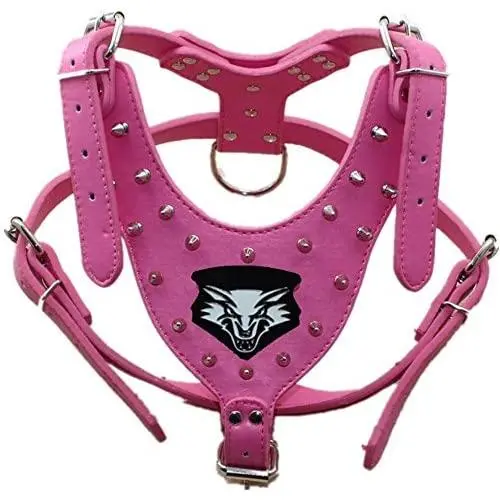 haoyueer Wolf Spiked Studded Leather Dog Harness for Large Dogs Pit Bull Mastiff Boxer haoyueer Wolf Spiked Studded Leather Dog Harness for Large Dogs Pit Bull Mastiff Boxer