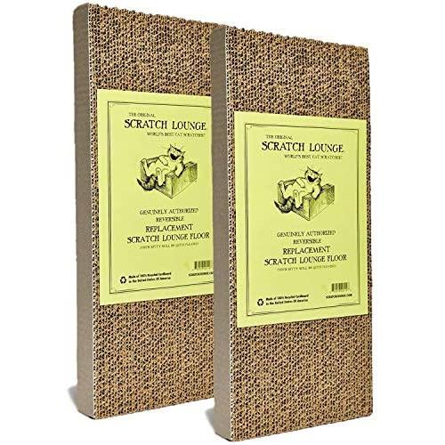 Scratch Lounge The Original XL Floor Refill, Two Pack - Worlds Best Cat Scratcher - Corrugated Cardboard Reversible Scratch Pad - for XL Scratchers…