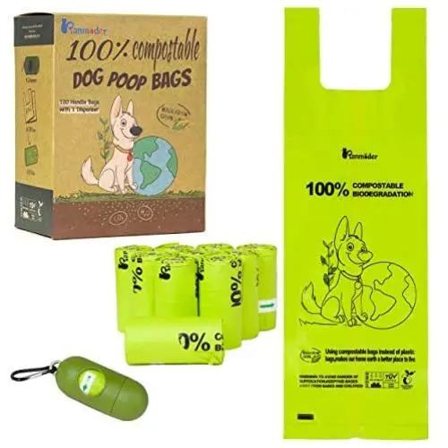 BANMODER Biodegradable Dog Poop Bags ,Dog Waste Bag with 1 Dispenser,Home Compostable, Eco-Friendly,Vegetable-Based, Unscented, Extra Thick and Long, Leak Proof