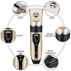 Rainlin Pet Hair Cutting Kit, Low Noise Rechargeable Grooming Hairdressers Tool, Pet Hair Trimmer with Replaceable Ceramic Head