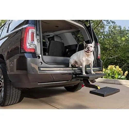 PetSafe Happy Ride Dog Hitch Step - Easy to Install on Any 2 Inch Vehicle Hitch - High-Traction Steps - Folds Down for Travel - Supports Pets up to 200 lb - Great for SUVs and Trucks PetSafe Happy Ride Dog Hitch Step - Easy to Install on Any 2 Inch Vehicle Hitch - High-Traction Steps - Folds Down for Travel - Supports Pets up to 200 lb - Great for SUVs and Trucks