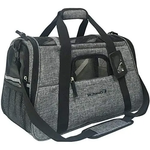 Airline Approved Pet Carrier, Tall Profile Soft Sided Luxury Travel Tote with Fleece Bedding, Premium Brand Auto Self Locking Zippers, Under Seat Compatibility, Perfect for Cats and Small Dogs Airline Approved Pet Carrier, Tall Profile Soft Sided Luxury Travel Tote with Fleece Bedding, Premium Brand Auto Self Locking Zippers, Under Seat Compatibility, Perfect for Cats and Small Dogs