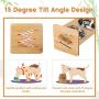 Raised Pet Bowls for Cat and Dog - Adjustable Bamboo Elevated Feeder Stand with 2 Stainless Steel Bowls and Highly Absorbent Waterproof Dog Food Mat, Antislip Pet Food and Water Bowls
