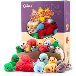 Chiwava 4.1 Furry Cat Toy Mice Rattle Small Mouse Kitten Interactive Play Assorted Color