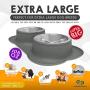 Large Dog Bowls & Mat Set - 2 Large Capacity, Removable Stainless Steel Bowl Set in a Stylish No Mess, No Spill, Non Skid, Silicone Mat. Food & Water Bowls for Medium to Large Dogs - 54oz / 108oz
