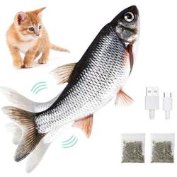 Cat Toy Moving Fish - Electric Flopping Kicker Fish Toy Realistic Simulation Wagging Fish Pet Toy Wiggle Fish Catnip Toys Motion Activated Kitty Toy for Kitten Puppy Funny Chew Bite Supplies