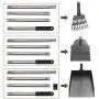 Dog Pooper Scooper Set, 3 Pack Adjustable 57.1 Inches Long Handle Metal Tray, Rake and Spade Poop Scoop for Waste Removal, No Bending Clean Up for Large and Small Dog - (Bonus 2 bags and hold bag)