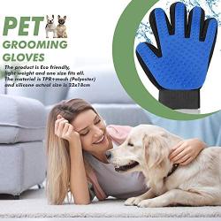 HOPEKIN Pet, Dogs, Cats Brushing & Grooming Gloves | Dog, Cat Hair Removing Tool, Pet Hair Brush & Deshedding Gloves| Set of 2 for Pet Grooming, Messaging & Brushing