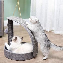 Happi N Pets Premium All in One Cat Posts and Scratchers, Scratching Posts for Indoor Cats with Arch Scratching Pad & Big Soft Cat Bed, Comfortable for Adult Cats & Kittens, Space Saver, Grey