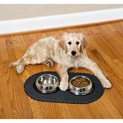 Envision Home 443301 Microfiber Pet Bowl Mat, 12.5 Inch x 21.5 Inch, Black