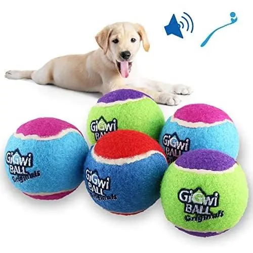 Gigwi Squeaky Tennis Ball Dog Toys, Interactive Dog Ball for Small and Medium Dogs Training, 2.5” Colorful and High Bounce Rubber Toy Gigwi Squeaky Tennis Ball Dog Toys, Interactive Dog Ball for Small and Medium Dogs Training, 2.5” Colorful and High Bounce Rubber Toy