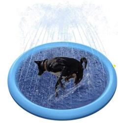 Jutongda Splash Sprinkler Pad for Dogs and Kids,60'' Inflatable Thickened Durable Sprinkler Pool Dog Bath Tub,Pet Summer Outdoor Water Toys,Fun Backyard Fountain Play Mat for Girls Boys