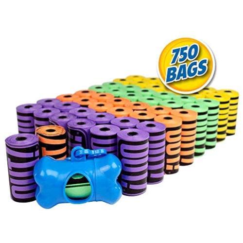OUT! Dog Poop Bags | Strong, Leak Proof Dog Waste Bags | 9 x 12 Inches, 750 Rainbow Bags