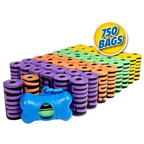 OUT! Dog Poop Bags | Strong, Leak Proof Dog Waste Bags | 9 x 12 Inches, 750 Rainbow Bags