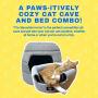 Travel Cat: The Meowbile Home - Premium Convertible Travel Cat Bed and Cave - 25 x 18 x 17 inches - Soft Gray - Durable Padded Construction - Comfortable and Cozy - Collapsible and Easy to Clean