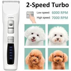 Bousnic Dog Clippers 2-Speed Cordless Pet Hair Grooming Clippers Kit - Professional Rechargeable for Small Medium Large Dogs Cats and Other Pets