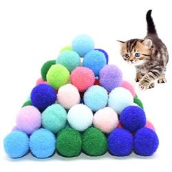 ZYYRT Felt Wool Cat Toys Ball 70Pcs Kitten Small Assorted Colorful Soft Felted Fabric Balls for Cat Lovers