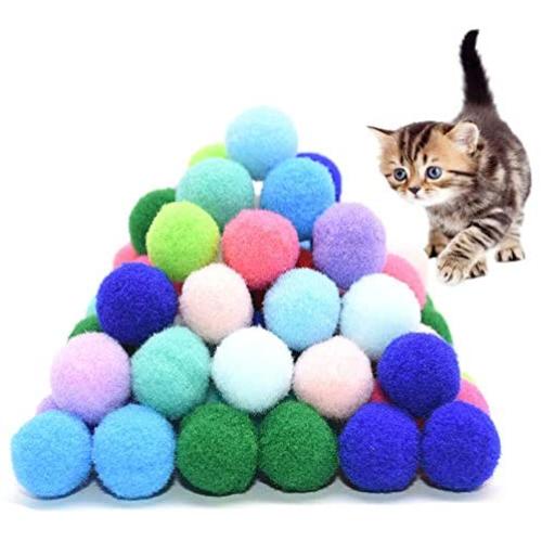 ZYYRT Felt Wool Cat Toys Ball 70Pcs Kitten Small Assorted Colorful Soft Felted Fabric Balls for Cat Lovers