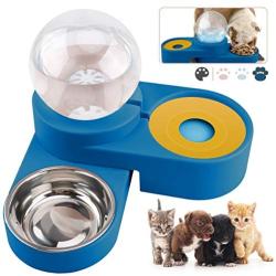 FPVERA Double Cat Bowls with Stand Pet Water Bowl and Food Bowl Set Dog Bowls and Cat Food Bowls with Pets Automatic Water Dispenser for Small Dogs and Cats