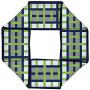 Buckle-Down Dog Toy Octagon Flyer Basketweave Plaid White Silver Navy Bright Green