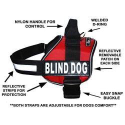 Blind Dog Nylon Dog Vest Harness. Purchase Comes with 2 Reflective Blind Dog Removable pathces. Please Measure Your Dog Before Ordering