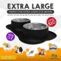 Large Dog Bowls & Mat Set - 2 Large Capacity, Removable Stainless Steel Bowl Set in a Stylish No Mess, No Spill, Non Skid, Silicone Mat. Food & Water Bowls for Medium to Large Dogs - 54oz / 108oz