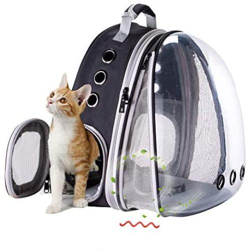 Front Expandable Large Cat Carrier Backpack, Space Capsule Pet Carrier Backpack for Fat Cats and Small Dog up to 20 lbs, Dog Carrier Backpack for Traveling and Hiking (Black)