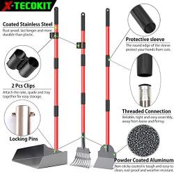 X-TECOKIT Larger Pooper Scooper - Durable & Sturdy Rake, Spade, Tray Set with Long Handle Great for Large Small and Multi Dogs - Poop Scoop No Bend Down Easy to Use for Yard Grass Gravel Dirt