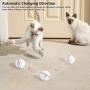Interactive Cat Toys Ball with LED Light,360 Degree Self Rotating Ball,USB Rechargeable Cat Ball Toy,Stimulate Hunting Instinct Kitten Funny Chaser Roller Pet Toy (White)
