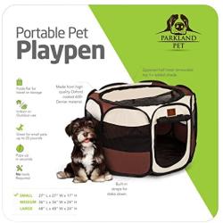 Parkland Pet Portable Foldable Playpen Exercise Kennel Dogs Cats Indoor/Outdoor Removable Mesh Shade Cover