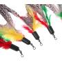 MOMU 5PCS Handmade Natural Feather Cat Toy Da Bird Refills Interactive Teaser Sticks