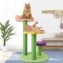 ANMINY 3-Tier 28 Inches Cat Activity Tree with Scratching Posts Pompom Ball Toy Bright Flower Pattern