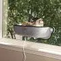 K&H Pet Products EZ Mount Window Bed Kitty Sill - Mounts to Virtually Any Glass Window or Door, Gray