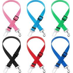 Weewooday 6 Pieces Pet Car Seat Belts Dog Safety Seat Belt Vehicle Seatbelt Harness Safety Leads Adjustable Seat Belt for Cats and Dogs Universal Fit Most Cars (6 Colors)