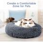 rabbitgoo Cat Bed for Indoor Cats, Fluffy Round Cat Bed for Small Dogs Kittens, Self Warming Calming Bed for Improved Sleep, Soft Plush Donut Cuddler Cushion Pet Bed, Non-Slip, Machine Washable, Gray