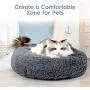 rabbitgoo Cat Bed for Indoor Cats, Fluffy Round Cat Bed for Small Dogs Kittens, Self Warming Calming Bed for Improved Sleep, Soft Plush Donut Cuddler Cushion Pet Bed, Non-Slip, Machine Washable, Gray