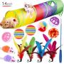 xiaolang 14 Piece Cat Play Tunnel Set, Colorful Pet Cat Interactive Toy, Cat Play Tent Interactive Toy, Durable Collapsible Cat Tunnels for Indoor cat,