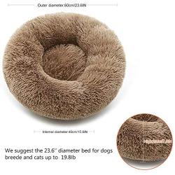 GLE2016 Dog Bed Cat Bed Donut, Calming Dog Bed for Cats or Small Dogs, Washable Pet Bed Faux Fur Cuddle Round Pet Sleeping Bed Cozy Kitty Teddy Kennel Multiple Sizes