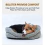 KEMULUS 27”x22” Padded Floral Bolster Dog Bed for Medium Dogs Round Orthopedic Sleeping Bed Anxiety Plush Bed for Cats and Dogs Cozy Self Warming Cuddler Bed Washable Cat Cushion Bed
