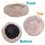 Houseables Comfort & Anti-Anxiety Dog Bed, Beds for Dogs, 30” x 30” x 5”, Beige, Round, Cuddler, Plush Donut Pillow, Cats, Puppy, Snuggle, Slumber Ball, Doggy Nest, Burrow, Washable, Self-Warming