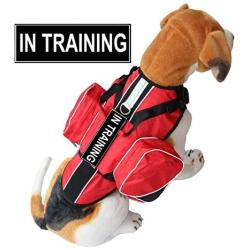 haoyueer Service Dog Vest Harness Chest Plate Removable in Training Label Patches & Side Saddle Bags