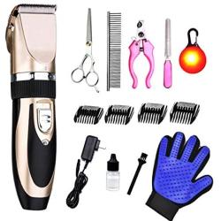 VARWANEO Dog Clippers Shaver Low Noise Dog Cat Grooming Clippers Kit Rechargeable Cordless Dog Grooming Tools for Small &Medium &Large Dogs Cats Horse Pet