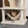 BEWISHOME Cat Tree with Sisal Scratching Posts, 2 Condos, Plush Perches, Jingly Balls and Hammock, Cat Condo Tower Furniture Kitty Kitten Activity Center Pet Play House Beige MMJ01M
