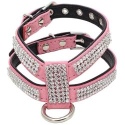 Dogs Kingdom Full Shining Leather Pet Dog Harness Customized Rhinestone Puppy Small Medium Dog Chihuahua Harness